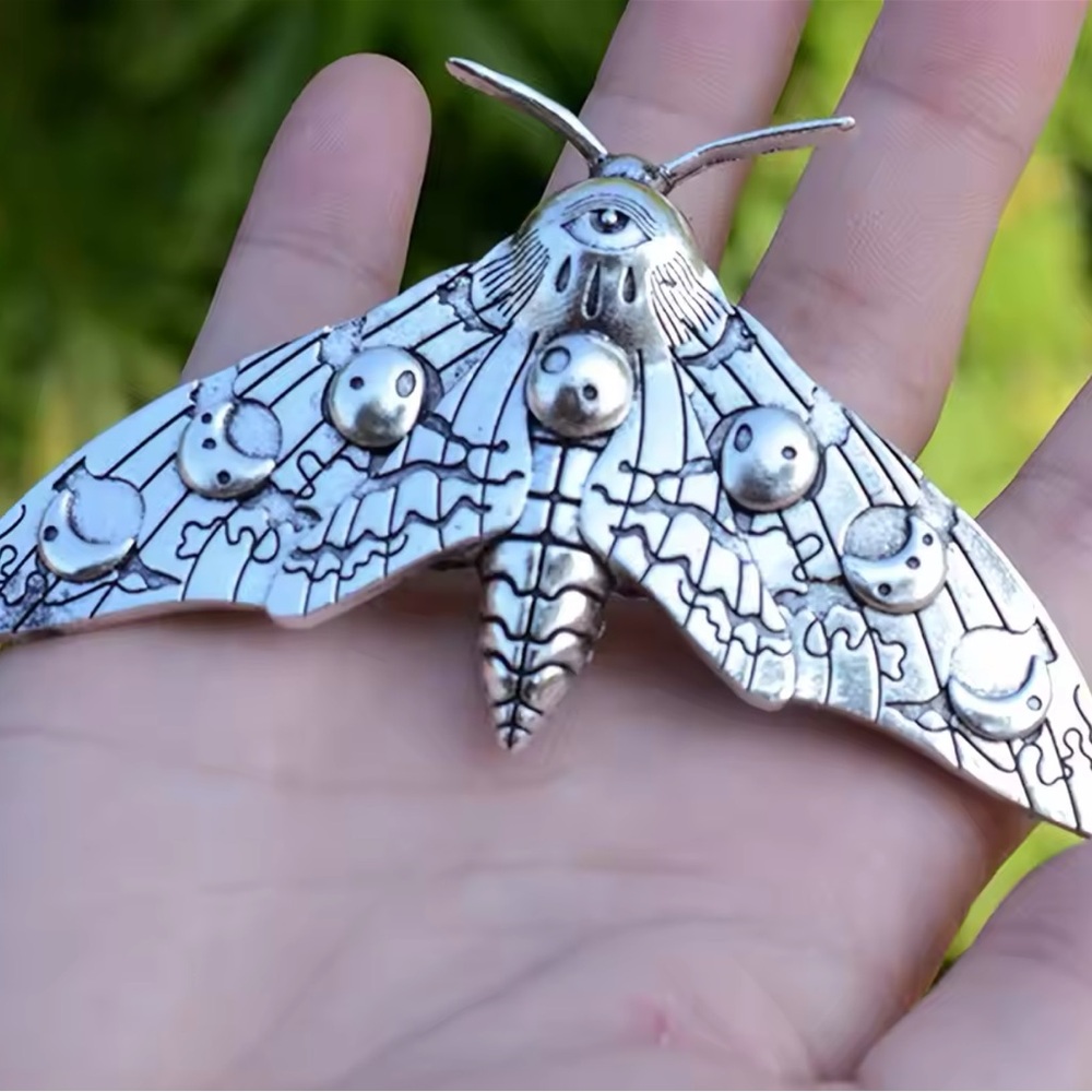 Gothic Silvery Moth Hair Pin - Picture 2 of 5